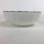 Japanese Porcelain Small Bowl Vtg Shozan White Bowl Wavy Shape Gold Line QT144