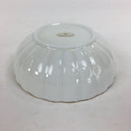 Japanese Porcelain Small Bowl Vtg Shozan White Bowl Wavy Shape Gold Line QT144