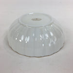 Japanese Porcelain Small Bowl Vtg Shozan White Bowl Wavy Shape Gold Line QT144