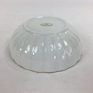 Japanese Porcelain Small Bowl Vtg Shozan White Bowl Wavy Shape Gold Line QT144