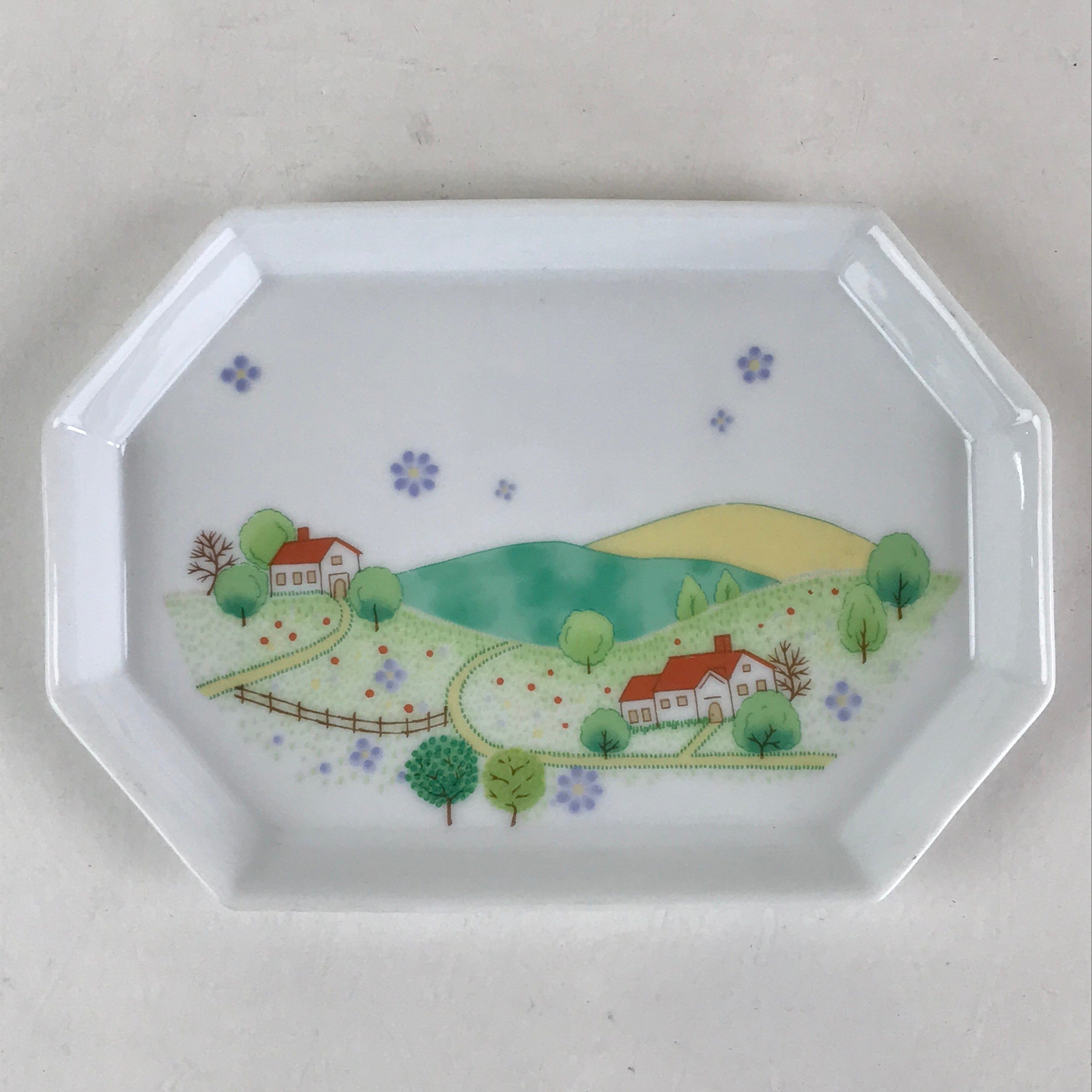 Japanese Porcelain Small Picture Plate Vtg Pottery Yakimono Kozara White PY266