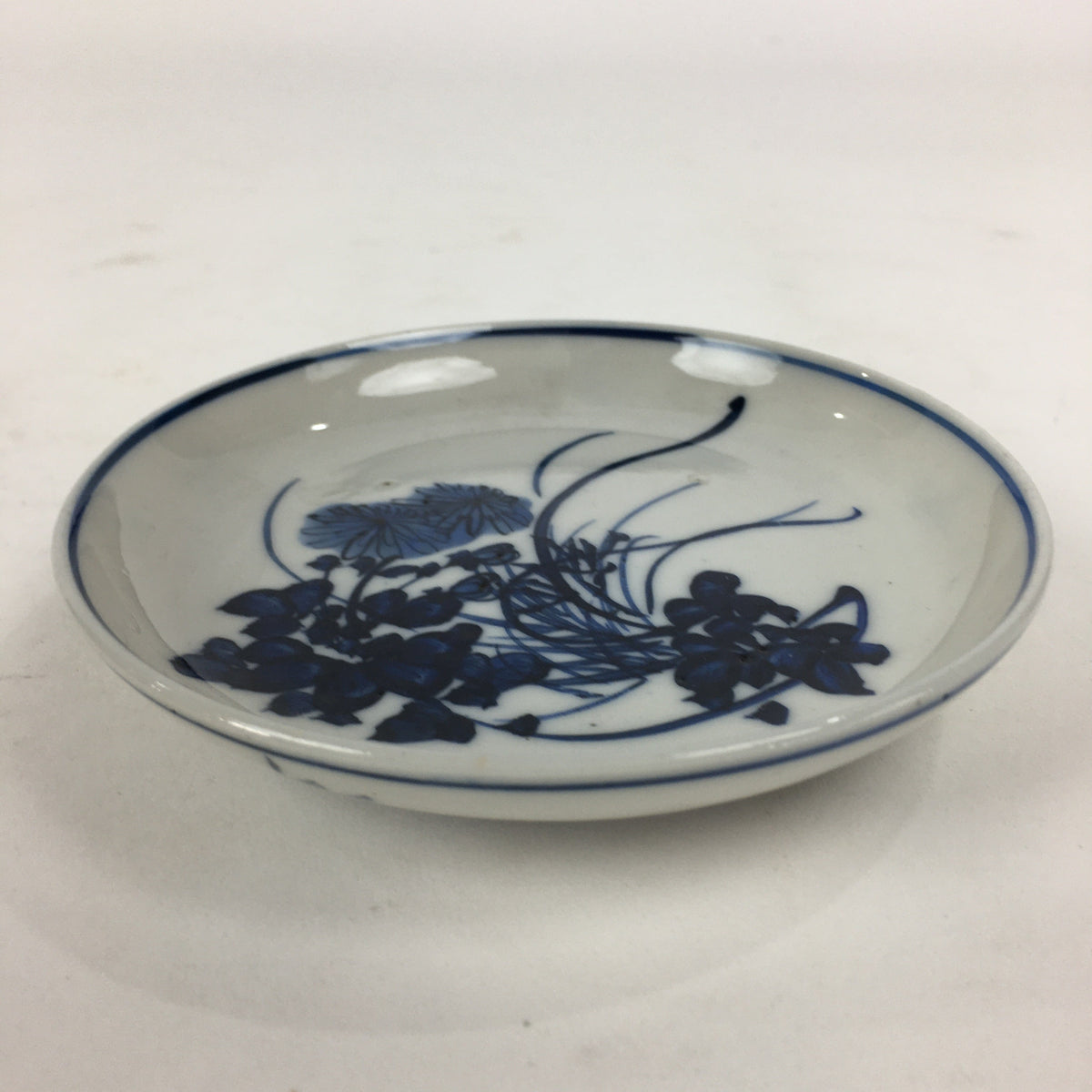 Japanese Porcelain Small Plate Kozara Vtg Blue Flower Dandelion Kozara PP801