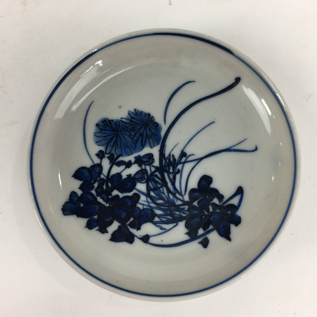 Japanese Porcelain Small Plate Kozara Vtg Blue Flower Dandelion Kozara PP801
