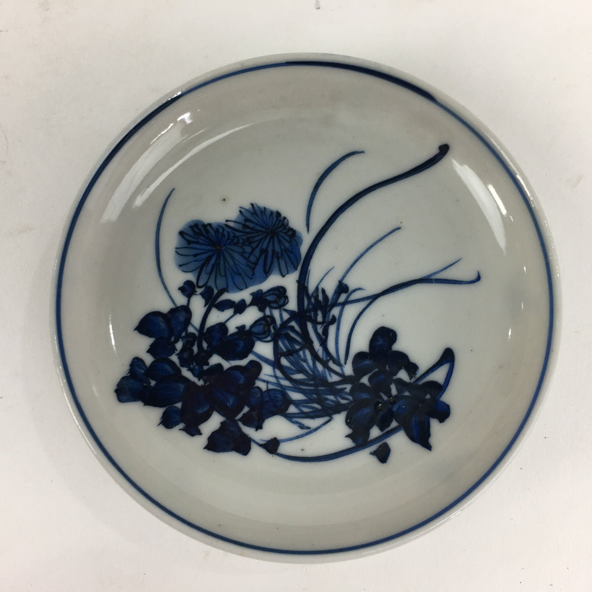 Japanese Porcelain Small Plate Kozara Vtg Blue Flower Dandelion Kozara PP801