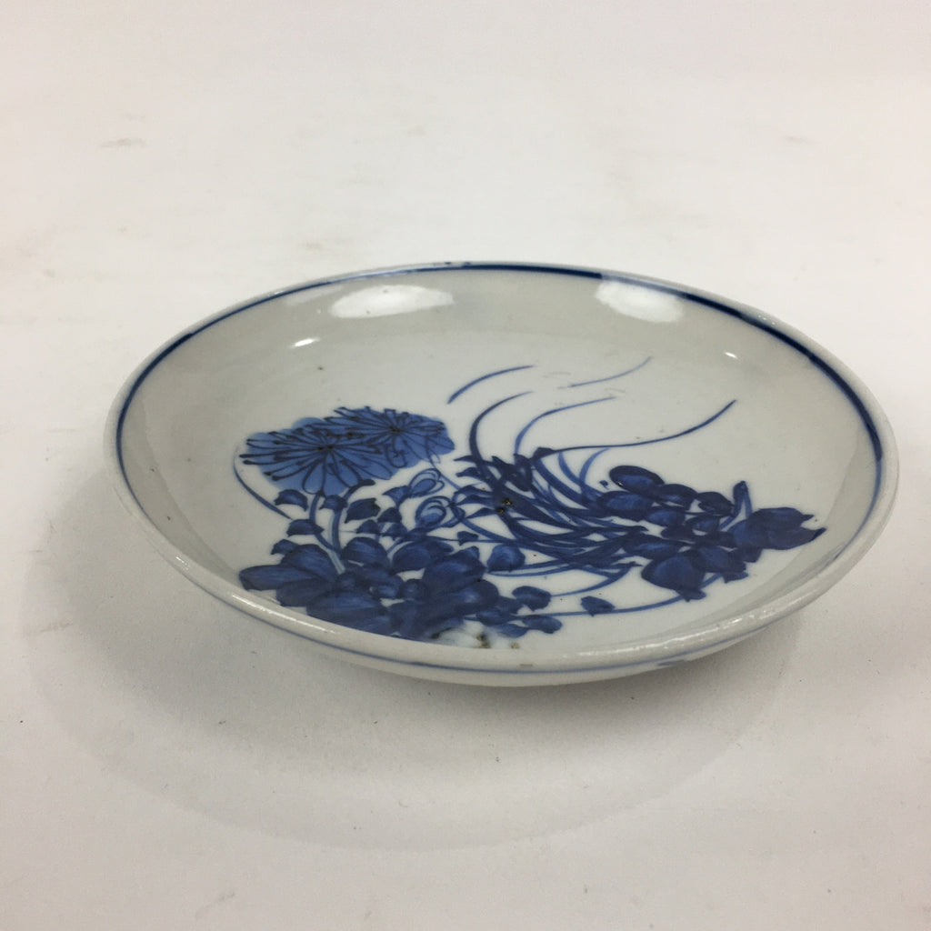 Japanese Porcelain Small Plate Kozara Vtg Blue Flower Dandelion Kozara PP802