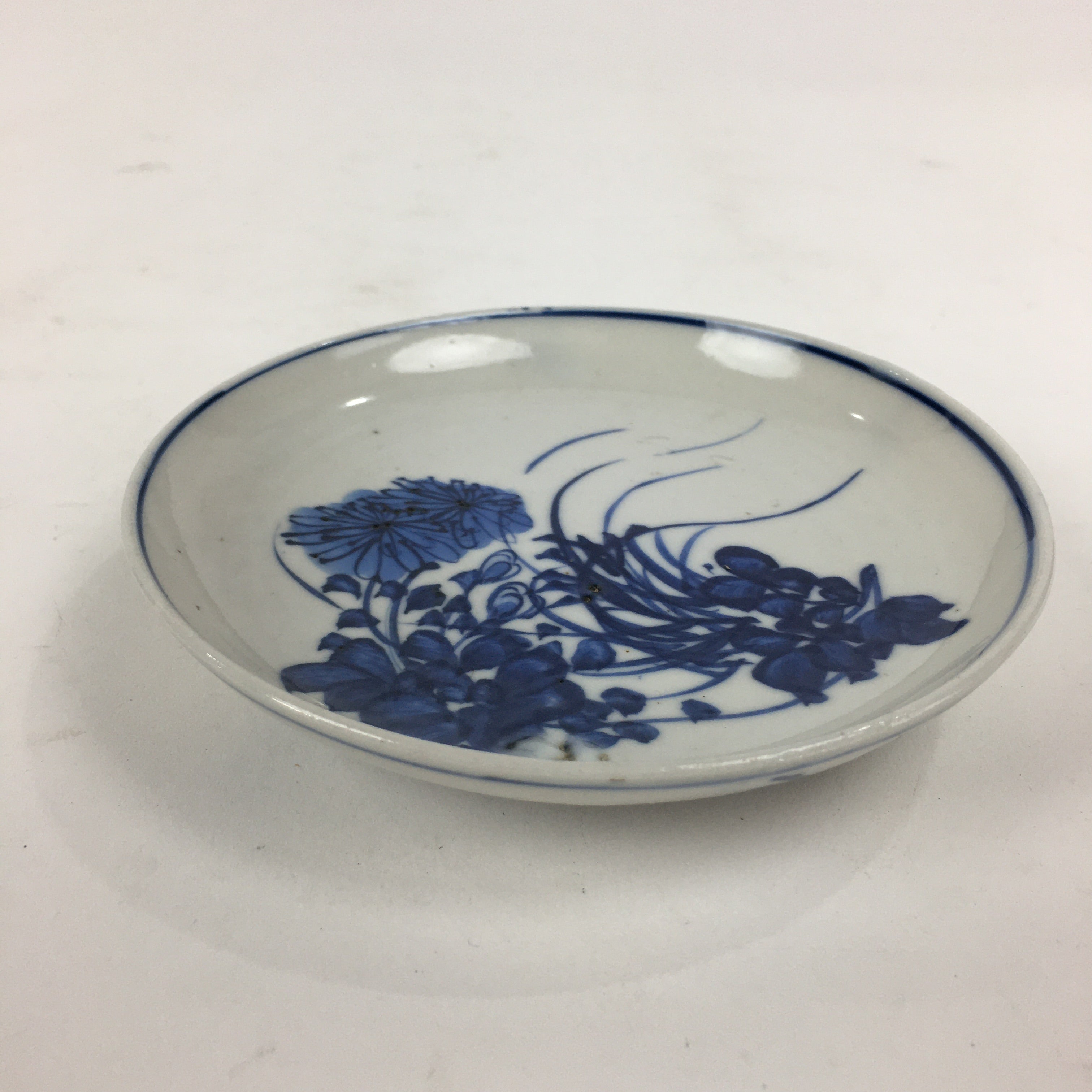 Japanese Porcelain Small Plate Kozara Vtg Blue Flower Dandelion Kozara PP802