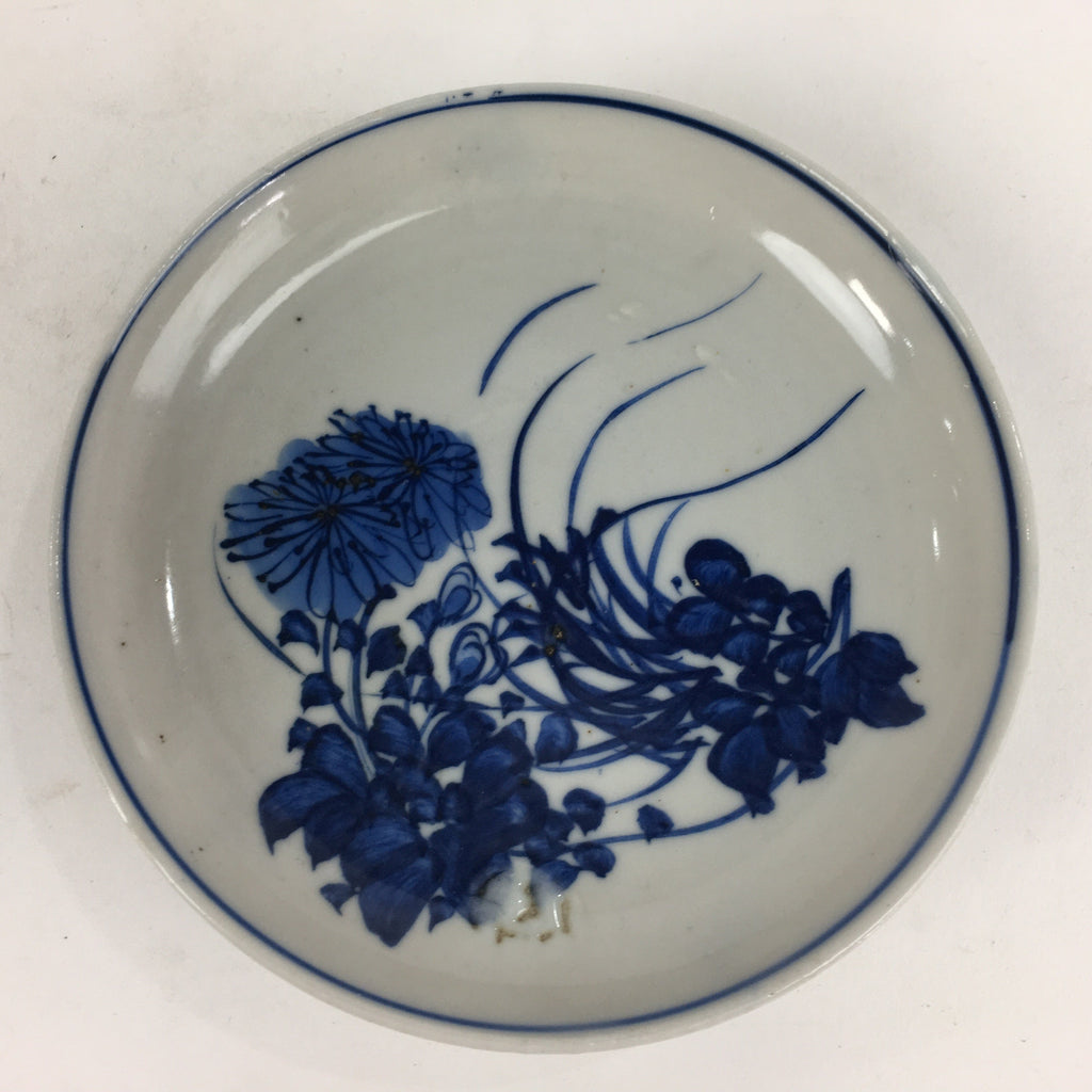 Japanese Porcelain Small Plate Kozara Vtg Blue Flower Dandelion Kozara PP802