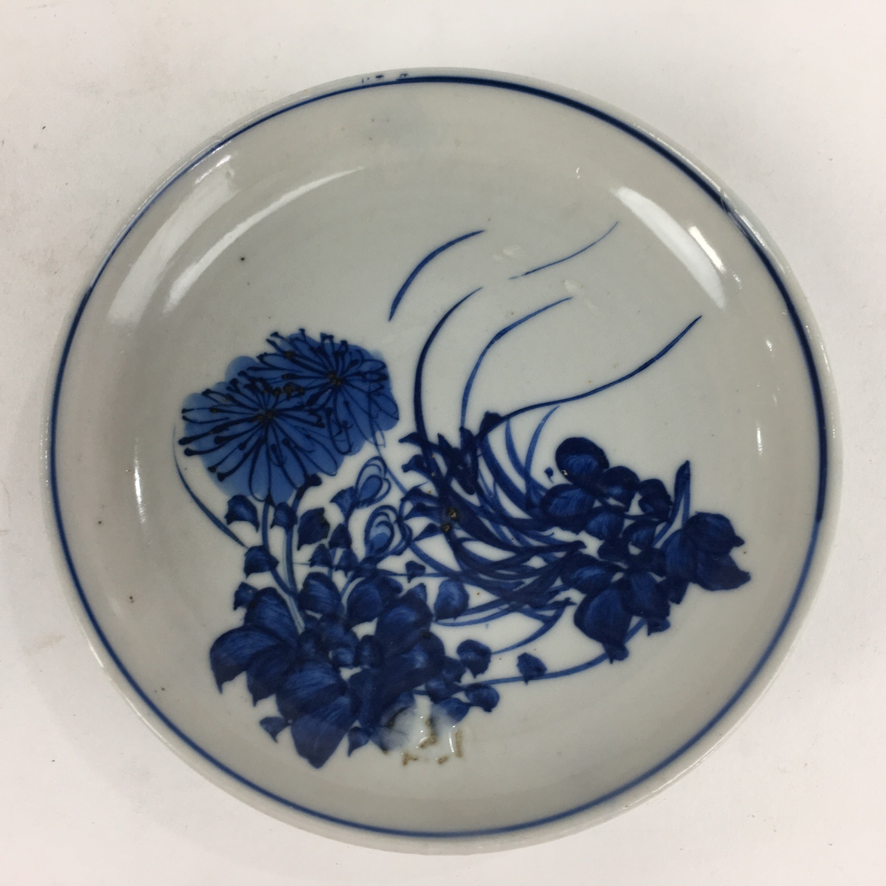 Japanese Porcelain Small Plate Kozara Vtg Blue Flower Dandelion Kozara PP802