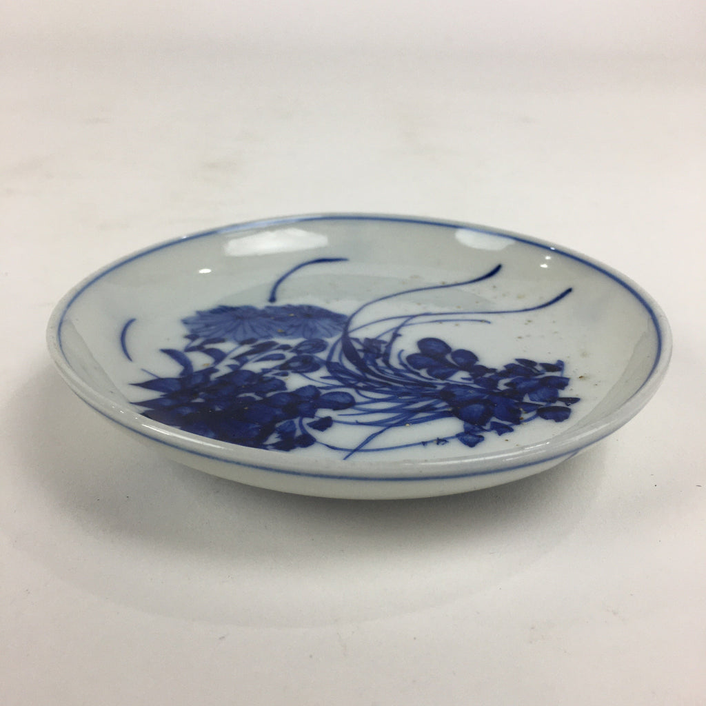 Japanese Porcelain Small Plate Kozara Vtg Blue Flower Dandelion Kozara PP803