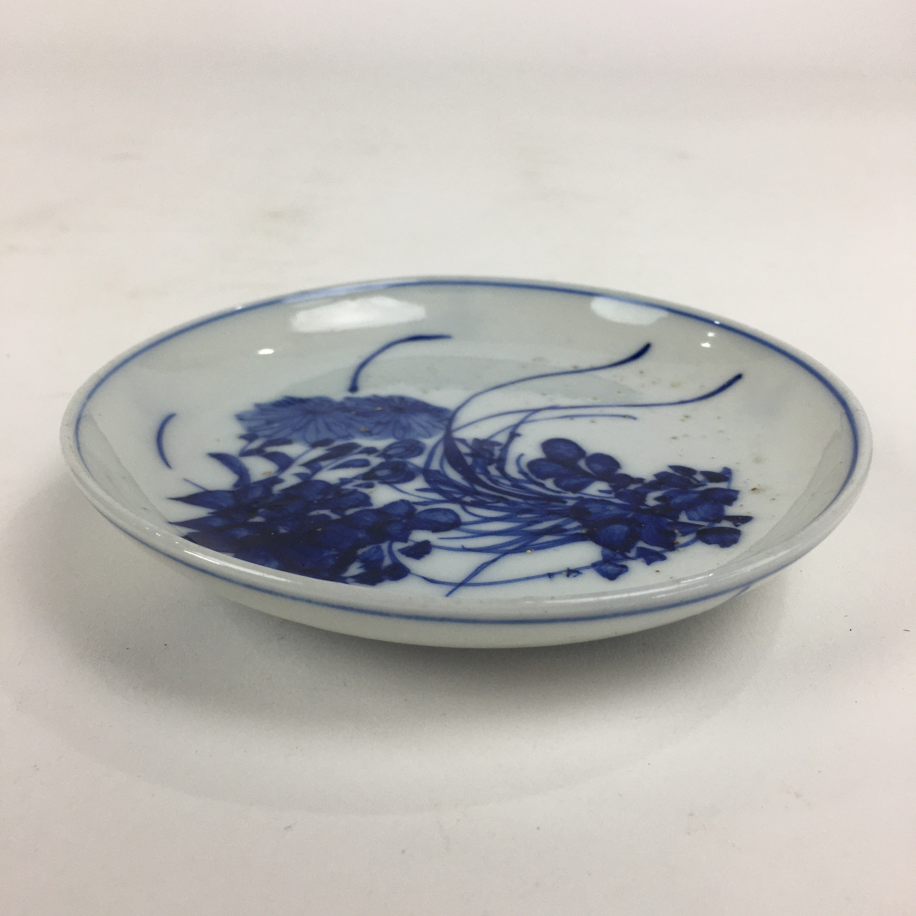 Japanese Porcelain Small Plate Kozara Vtg Blue Flower Dandelion Kozara PP803