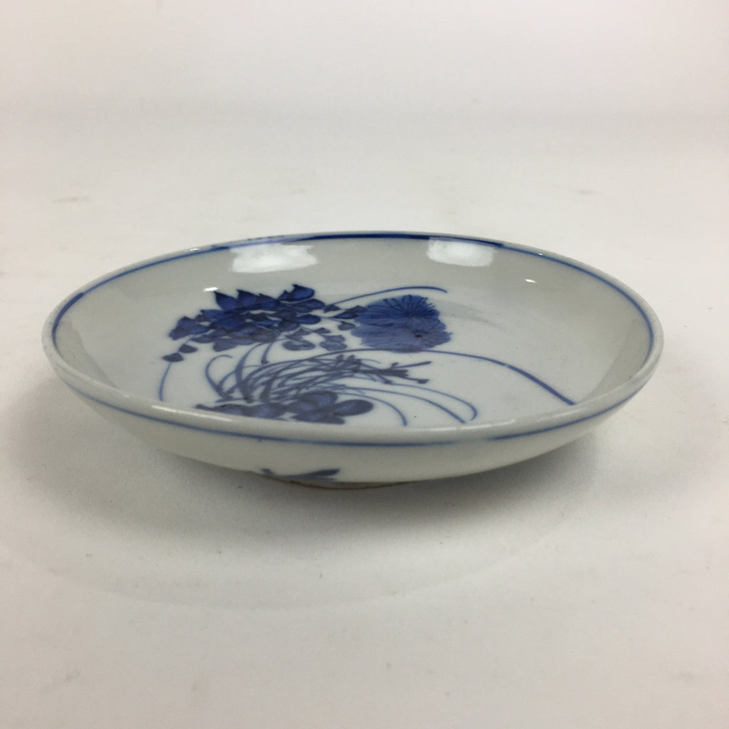 Japanese Porcelain Small Plate Kozara Vtg Blue Flower Dandelion Kozara PP804