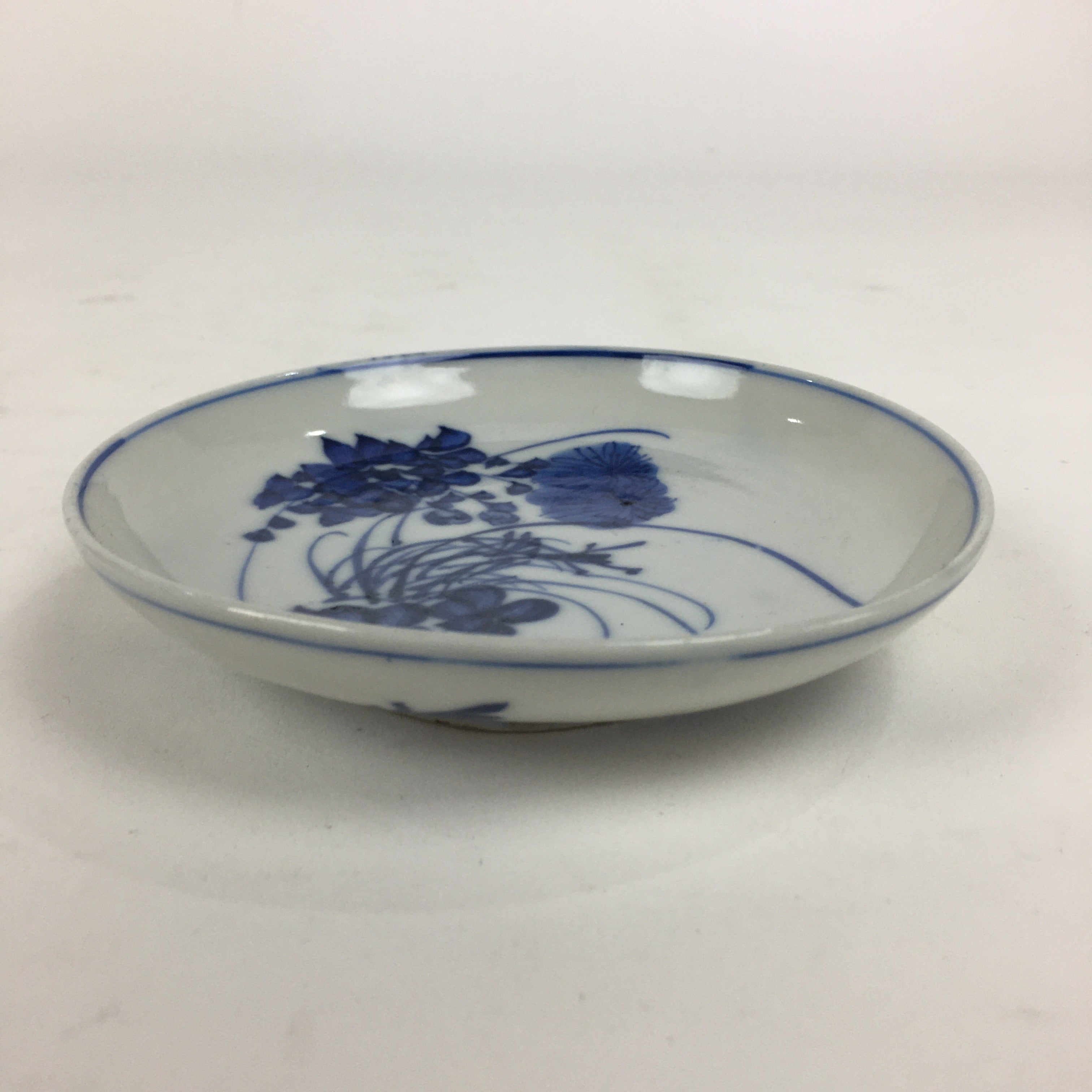 Japanese Porcelain Small Plate Kozara Vtg Blue Flower Dandelion Kozara PP804