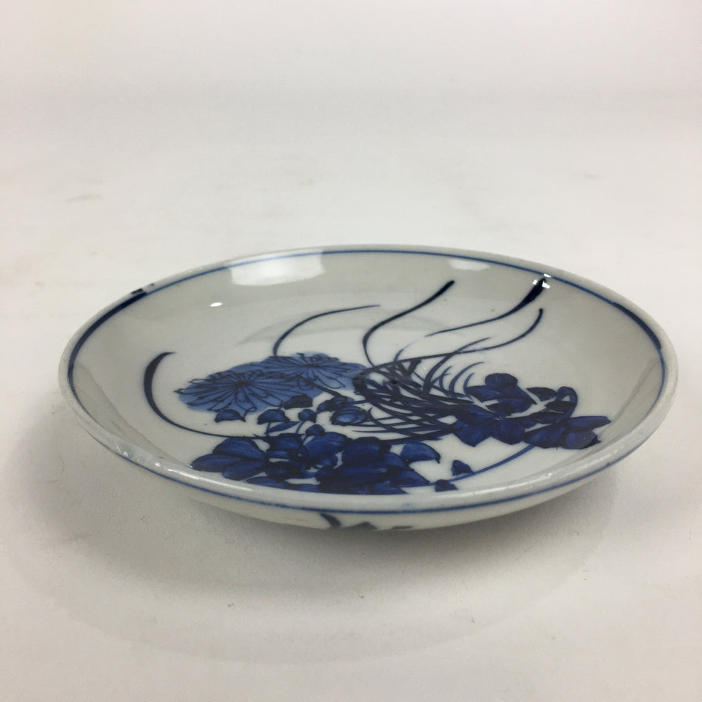 Japanese Porcelain Small Plate Kozara Vtg Blue Flower Dandelion Kozara PP805