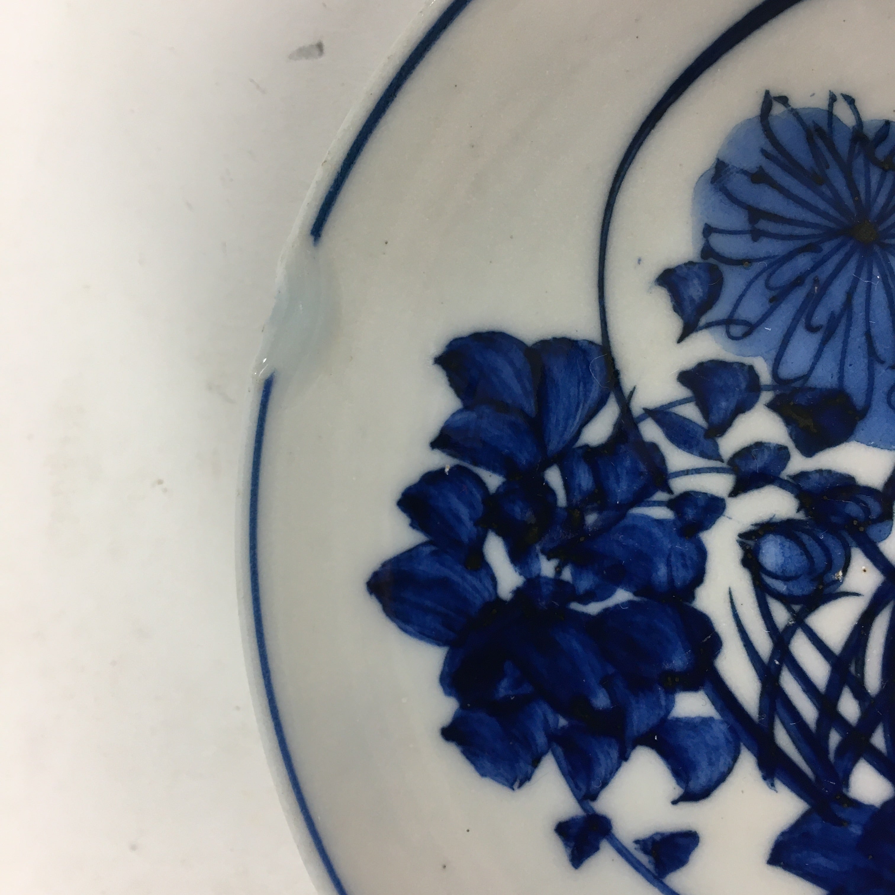 Japanese Porcelain Small Plate Kozara Vtg Blue Flower Dandelion Kozara PP805