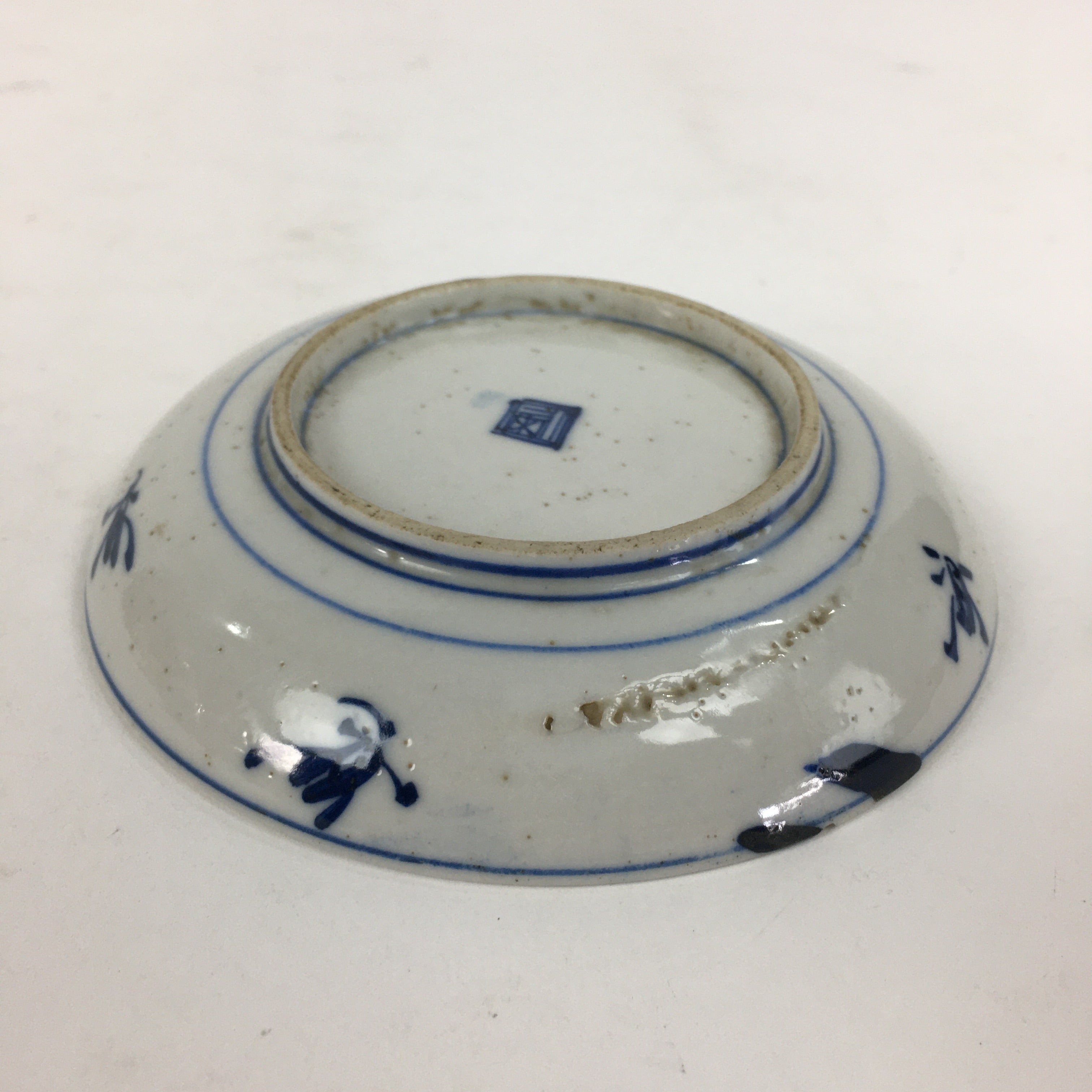 Japanese Porcelain Small Plate Kozara Vtg Blue Flower Dandelion Kozara PP806
