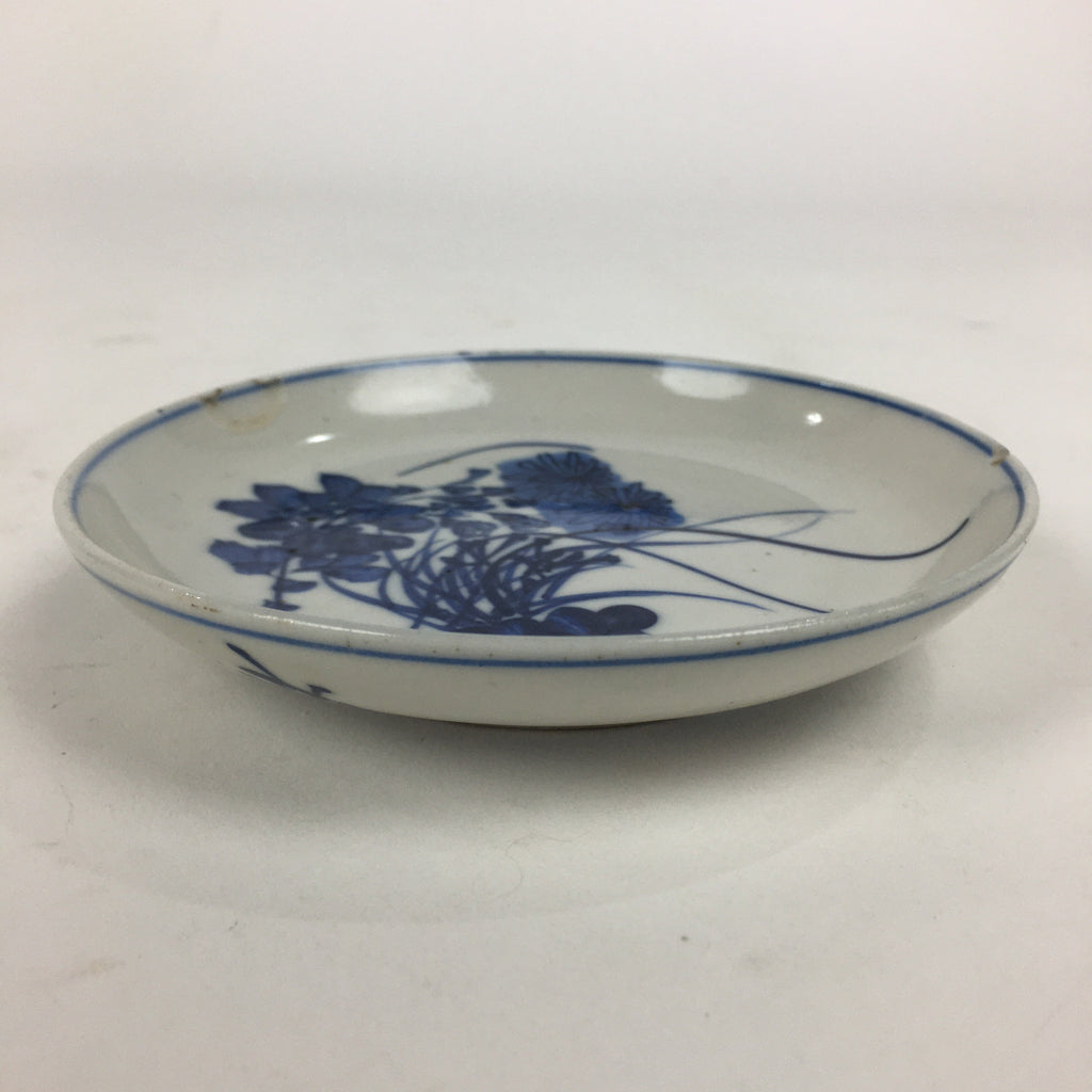 Japanese Porcelain Small Plate Kozara Vtg Blue Flower Dandelion Kozara PP806
