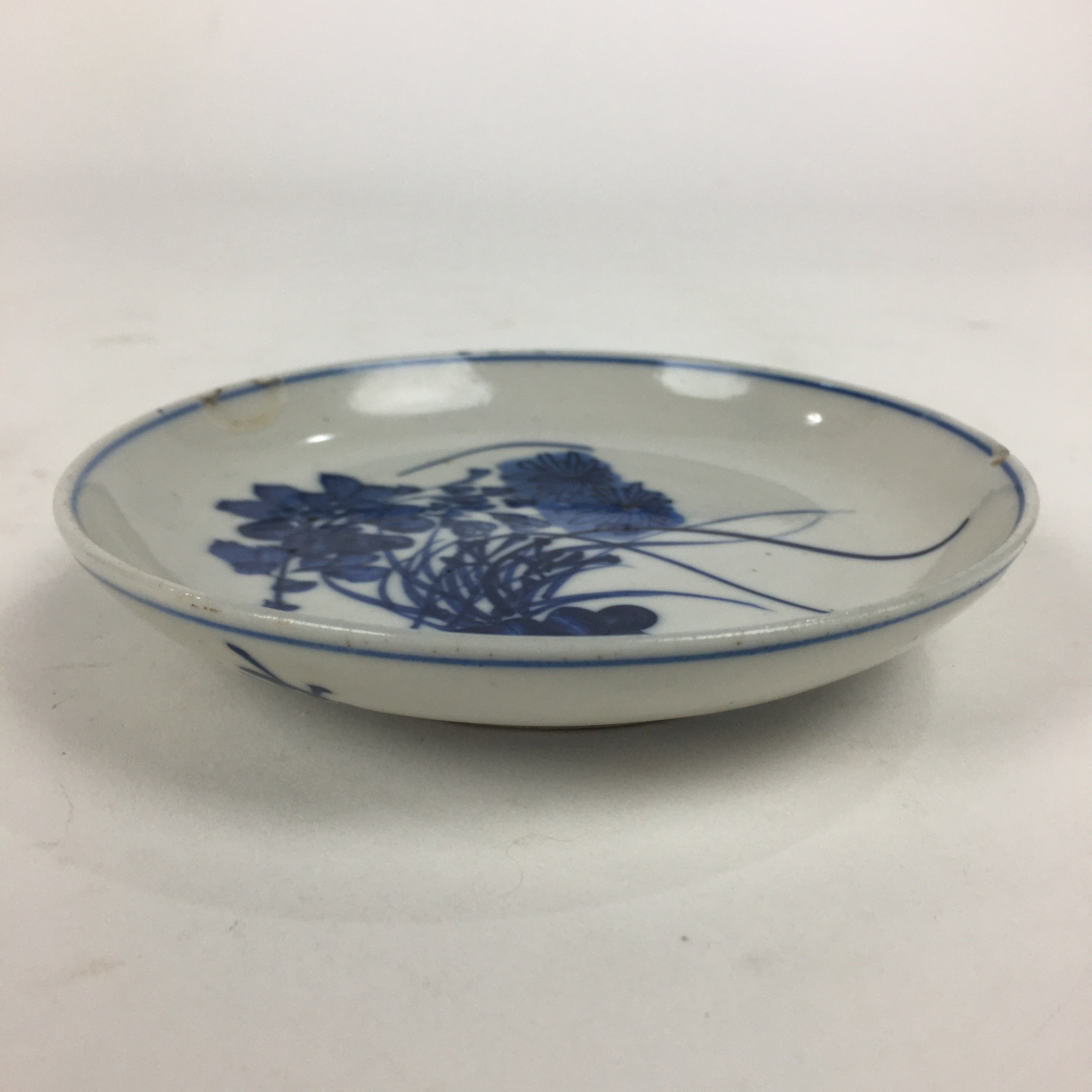 Japanese Porcelain Small Plate Kozara Vtg Blue Flower Dandelion Kozara PP806