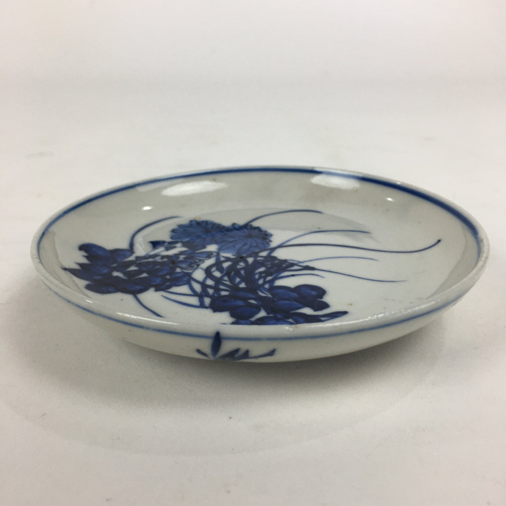 Japanese Porcelain Small Plate Kozara Vtg Blue Flower Dandelion Kozara PP808