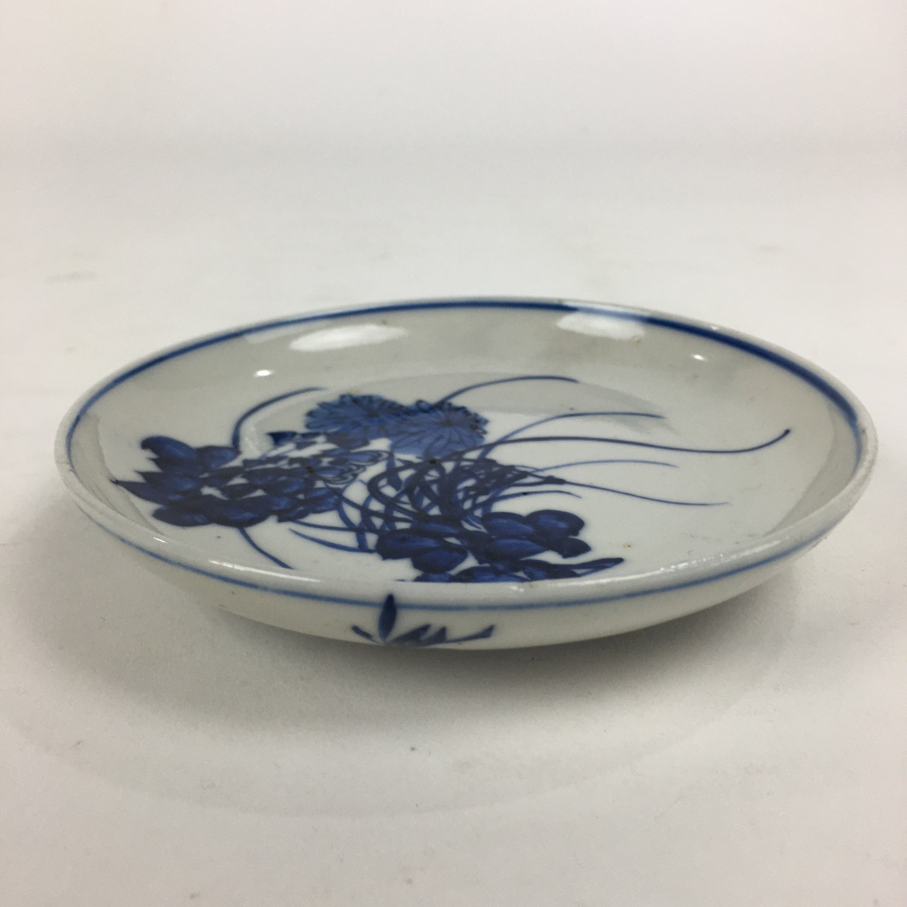 Japanese Porcelain Small Plate Kozara Vtg Blue Flower Dandelion Kozara PP808