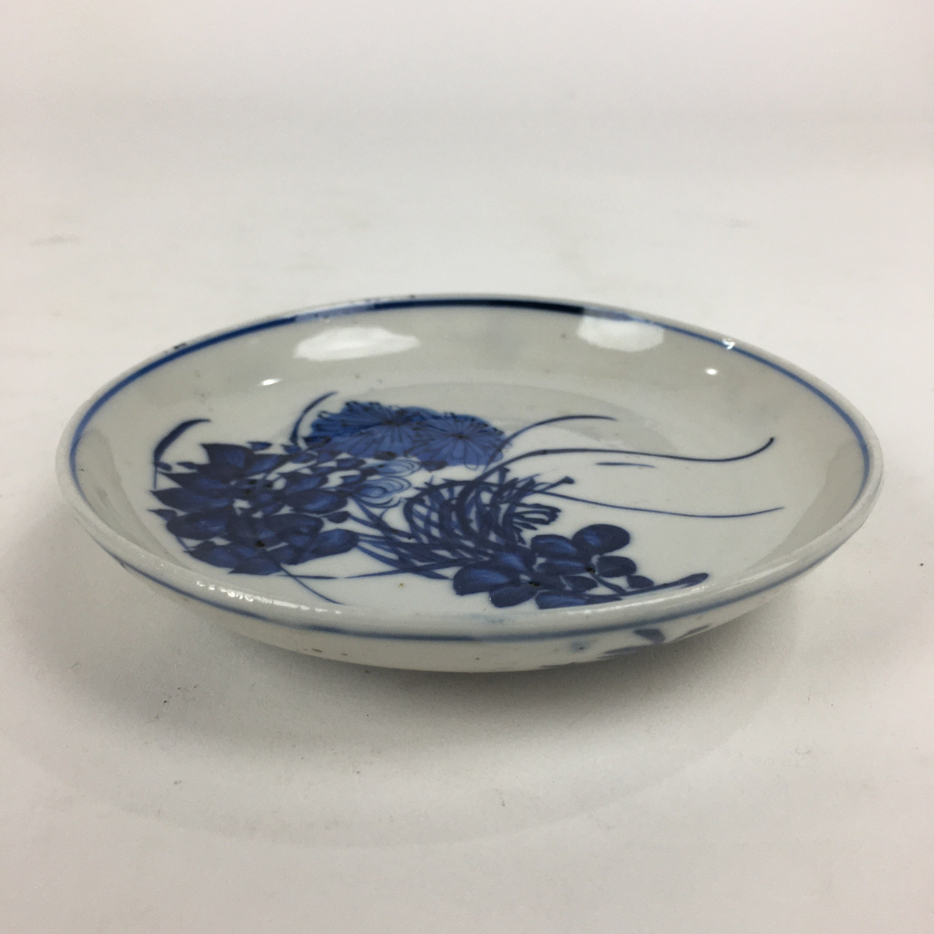 Japanese Porcelain Small Plate Kozara Vtg Blue Flower Dandelion Kozara PP809