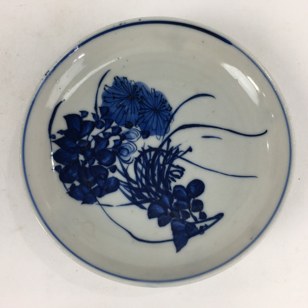 Japanese Porcelain Small Plate Kozara Vtg Blue Flower Dandelion Kozara PP809
