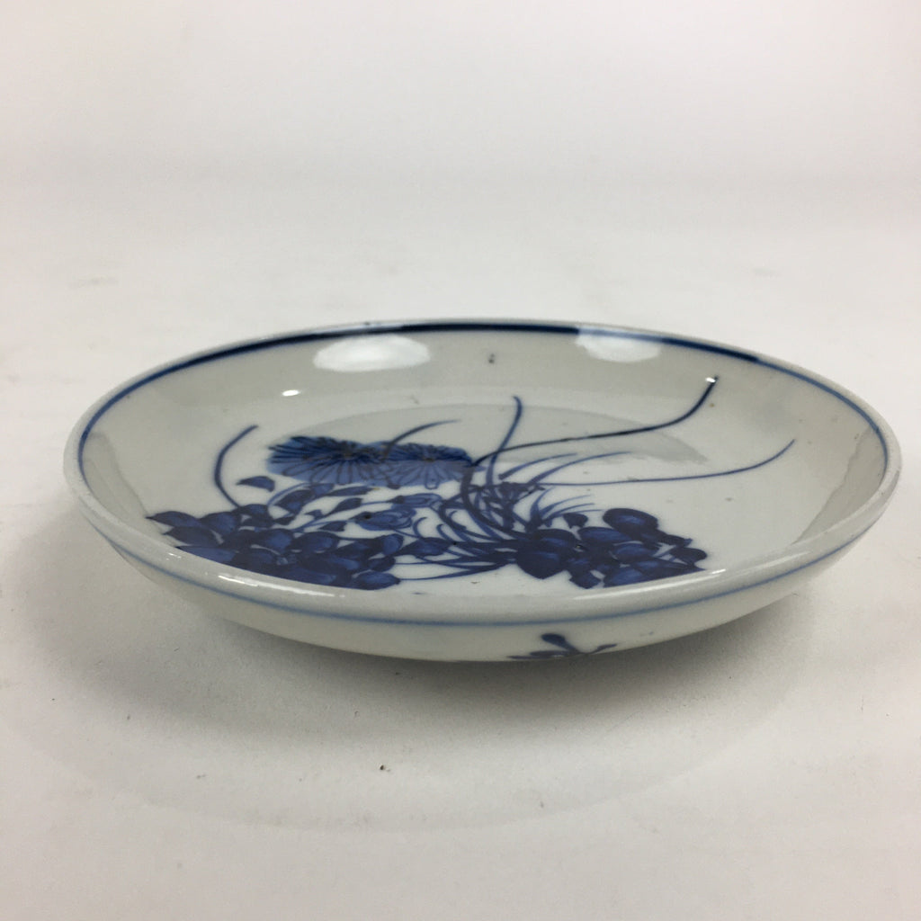 Japanese Porcelain Small Plate Kozara Vtg Blue Flower Dandelion Kozara PP811