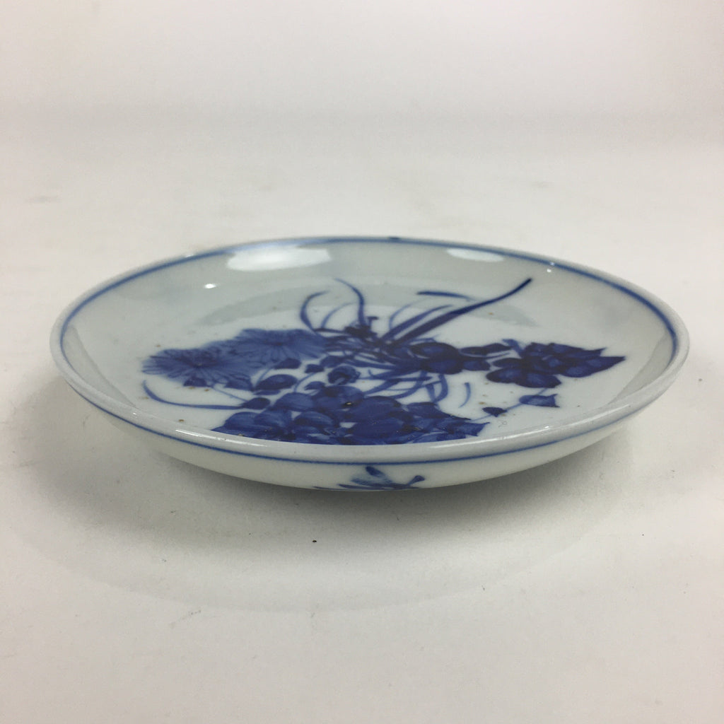 Japanese Porcelain Small Plate Kozara Vtg Blue Flower Dandelion Kozara PP812