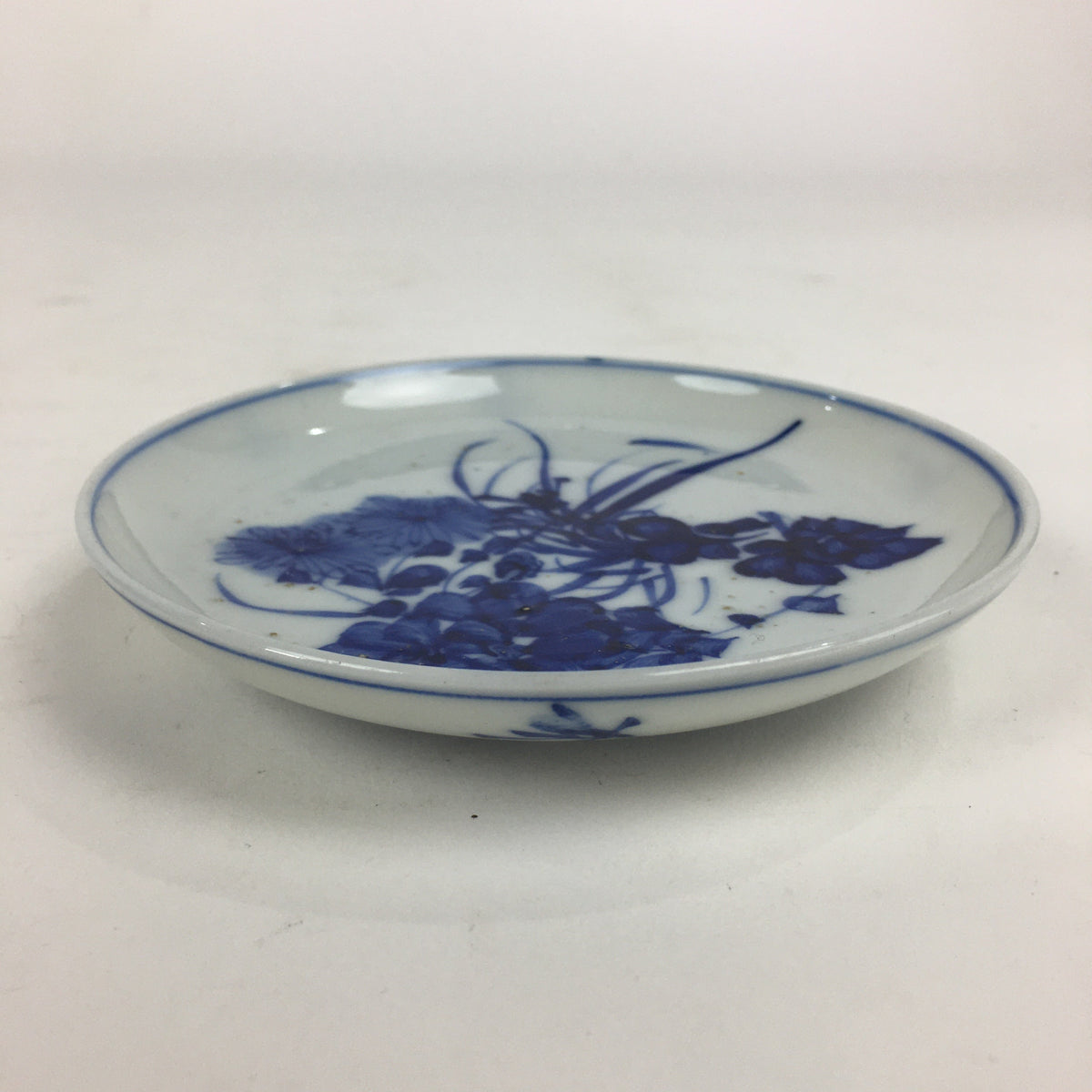 Japanese Porcelain Small Plate Kozara Vtg Blue Flower Dandelion Kozara PP812