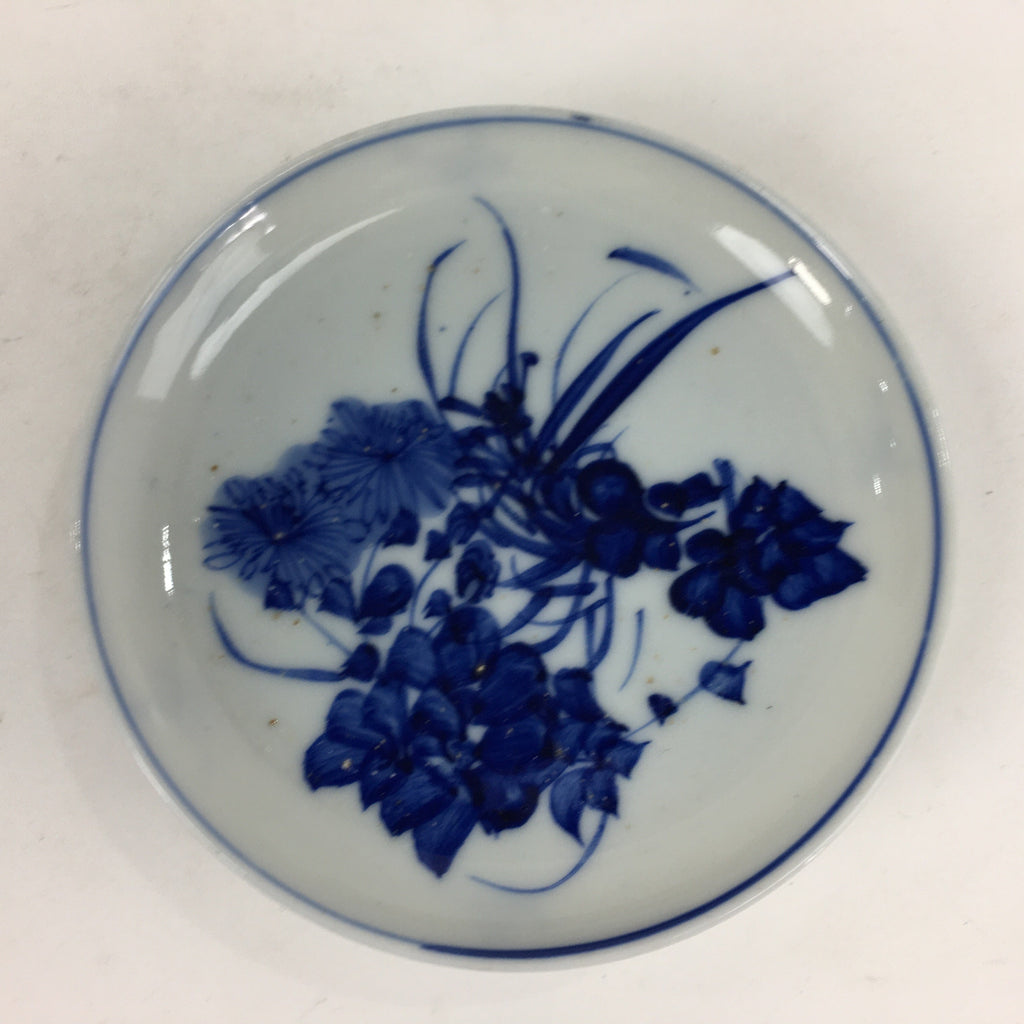 Japanese Porcelain Small Plate Kozara Vtg Blue Flower Dandelion Kozara PP812