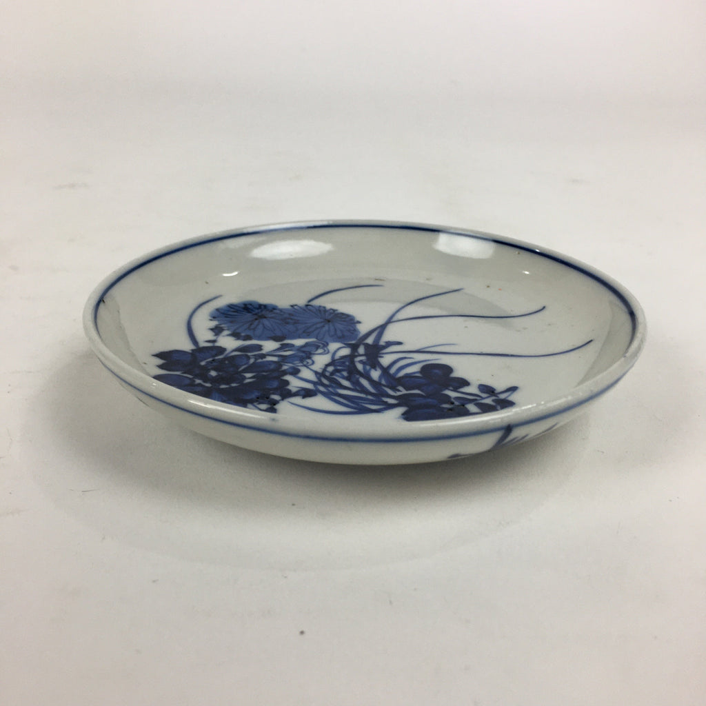 Japanese Porcelain Small Plate Kozara Vtg Blue Flower Dandelion Kozara PP813