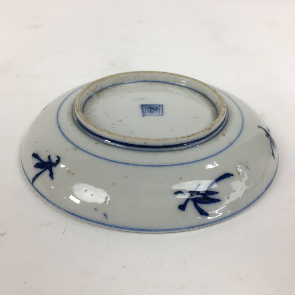 Japanese Porcelain Small Plate Kozara Vtg Blue Flower Dandelion Kozara PP813