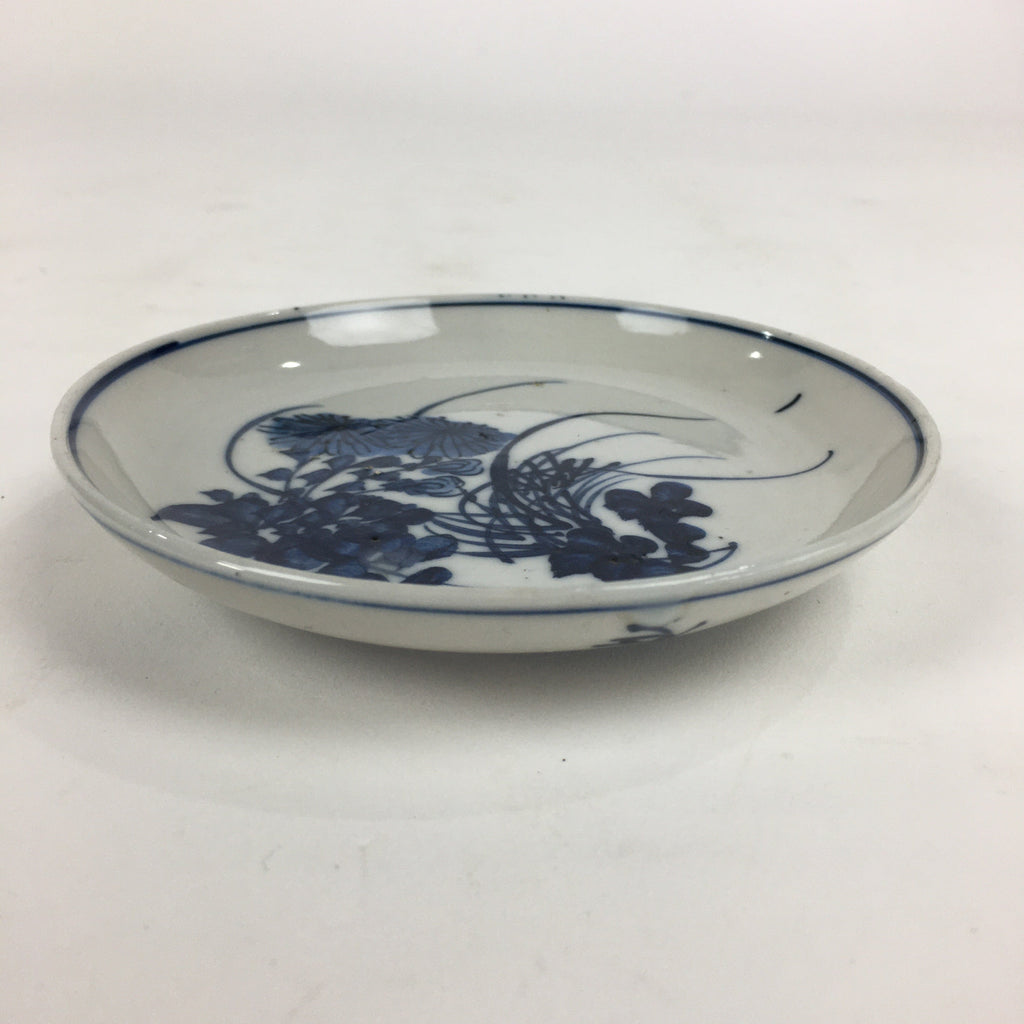 Japanese Porcelain Small Plate Kozara Vtg Blue Flower Dandelion Kozara PP814