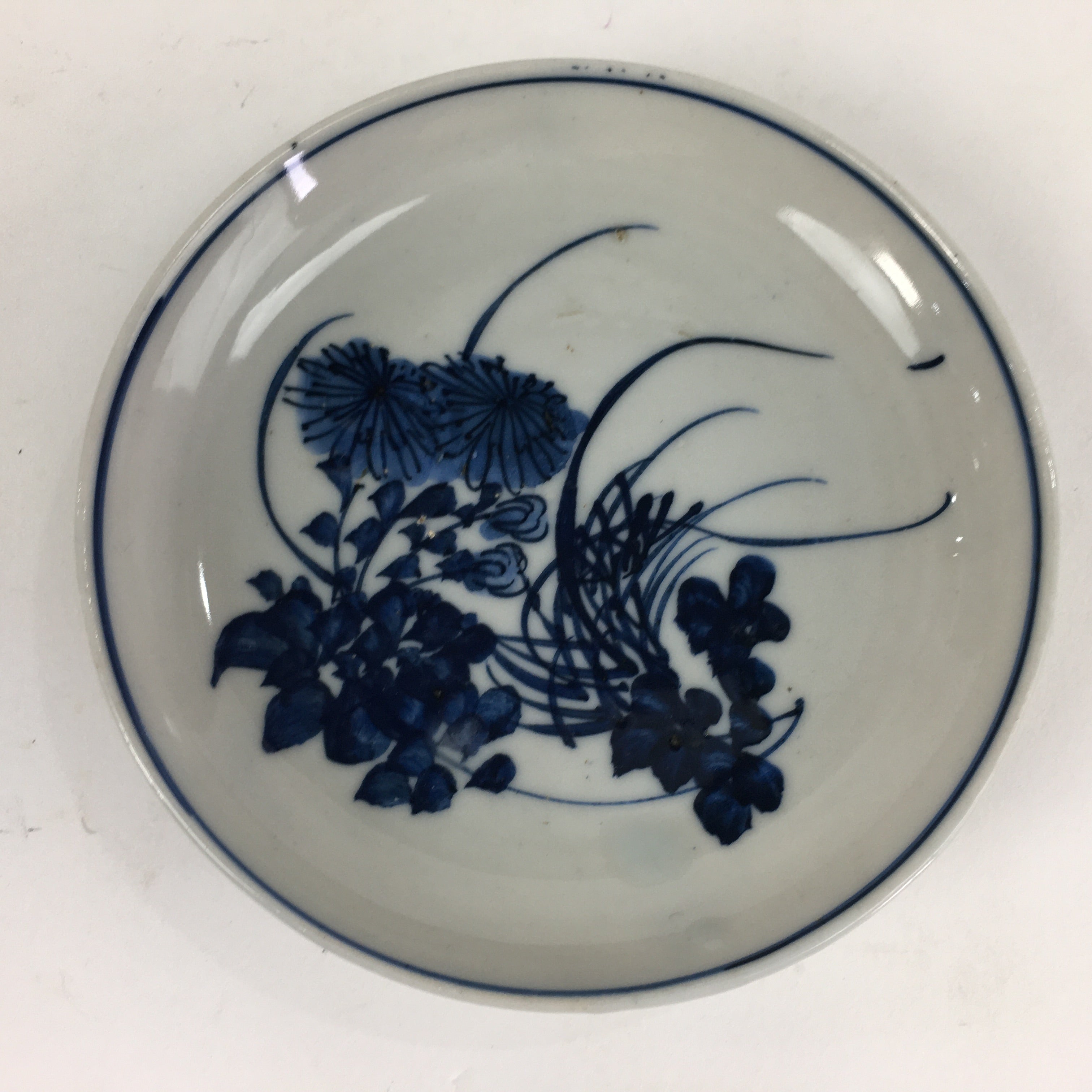 Japanese Porcelain Small Plate Kozara Vtg Blue Flower Dandelion Kozara PP814