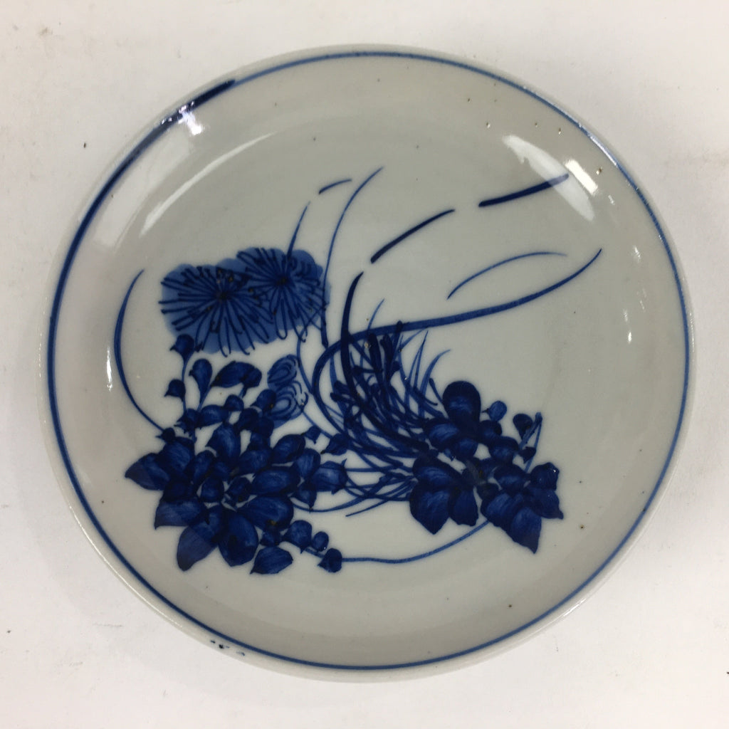 Japanese Porcelain Small Plate Kozara Vtg Blue Flower Dandelion Kozara PP818