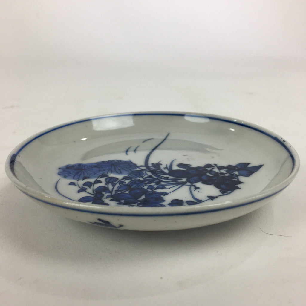 Japanese Porcelain Small Plate Kozara Vtg Blue Flower Dandelion Kozara PP819