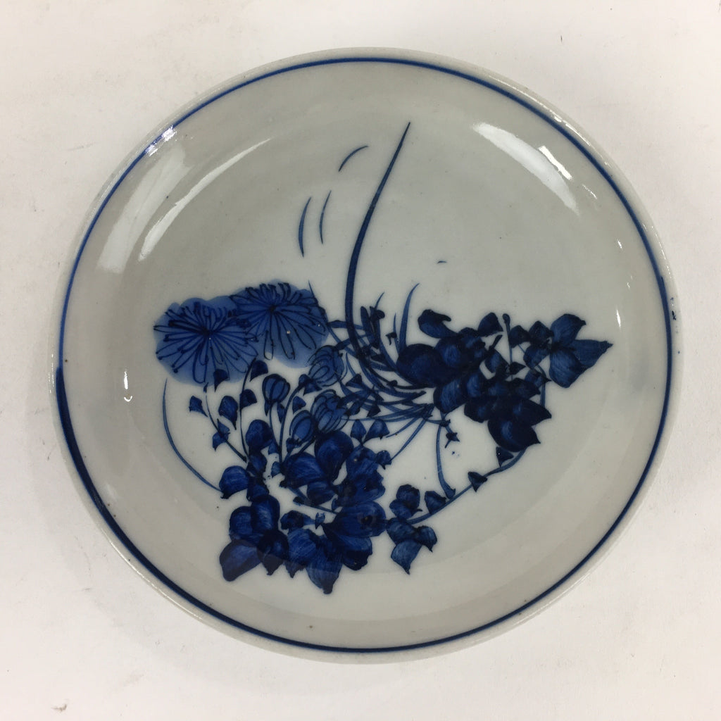 Japanese Porcelain Small Plate Kozara Vtg Blue Flower Dandelion Kozara PP819