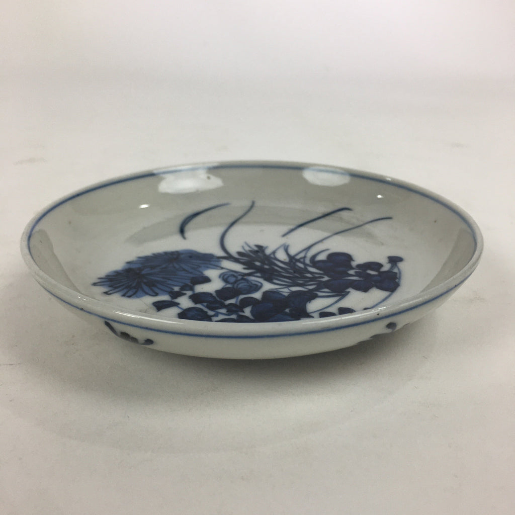 Japanese Porcelain Small Plate Kozara Vtg Blue Flower Dandelion Kozara PP820