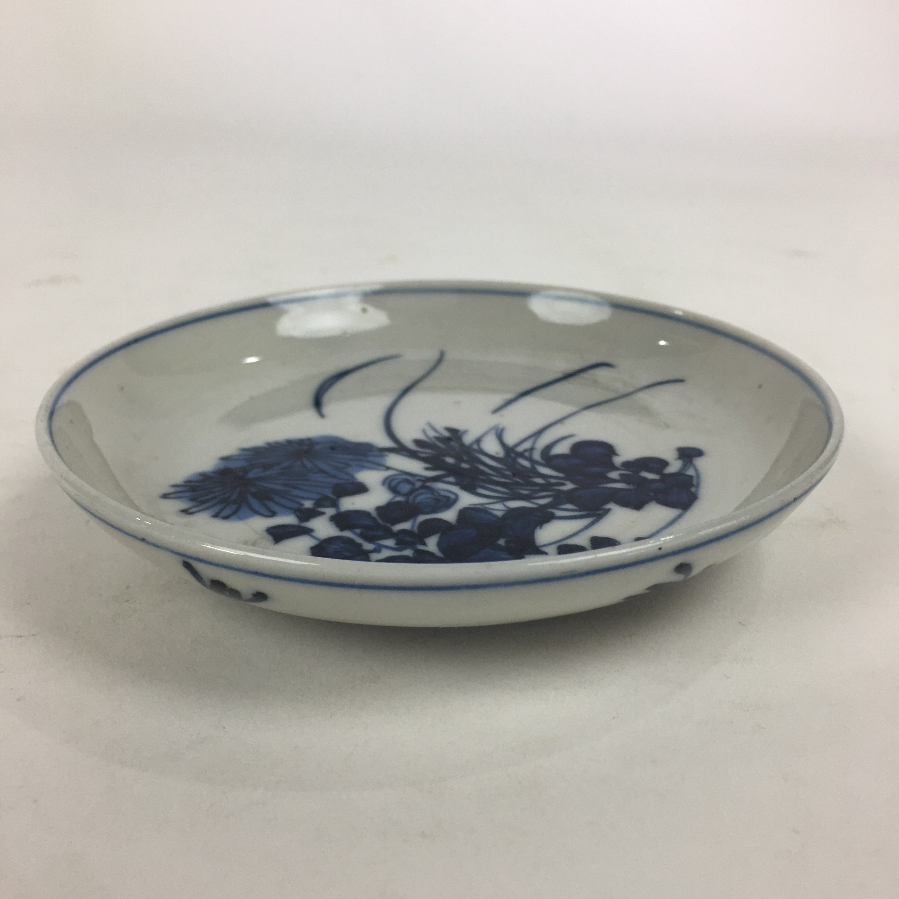 Japanese Porcelain Small Plate Kozara Vtg Blue Flower Dandelion Kozara PP820