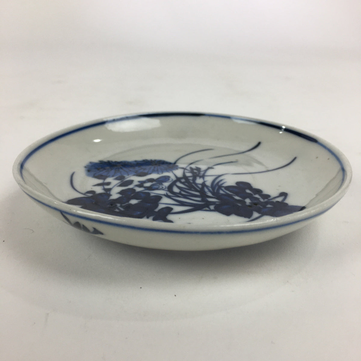 Japanese Porcelain Small Plate Kozara Vtg Blue Flower Dandelion Kozara PP821