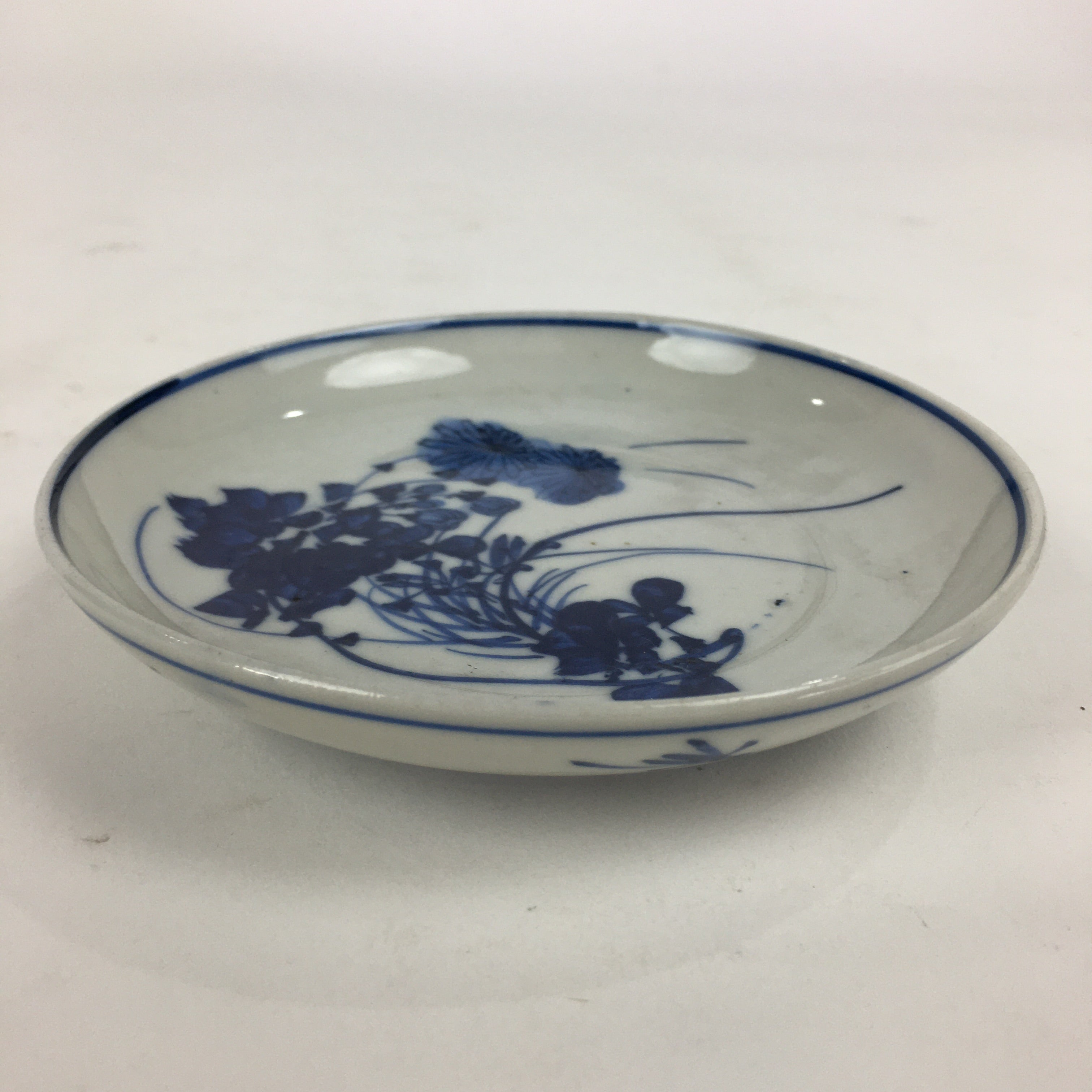 Japanese Porcelain Small Plate Kozara Vtg Blue Flower Dandelion Kozara PP823