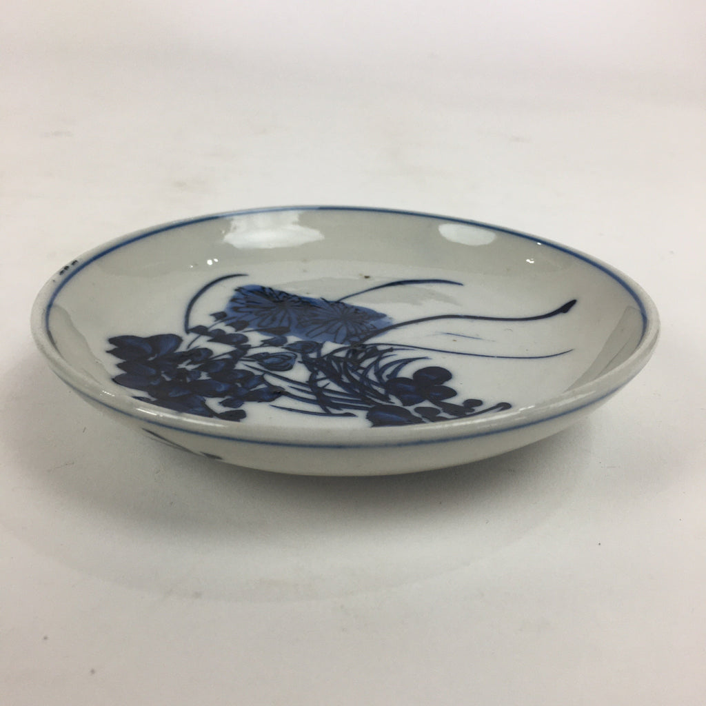 Japanese Porcelain Small Plate Kozara Vtg Blue Flower Dandelion Kozara PP824