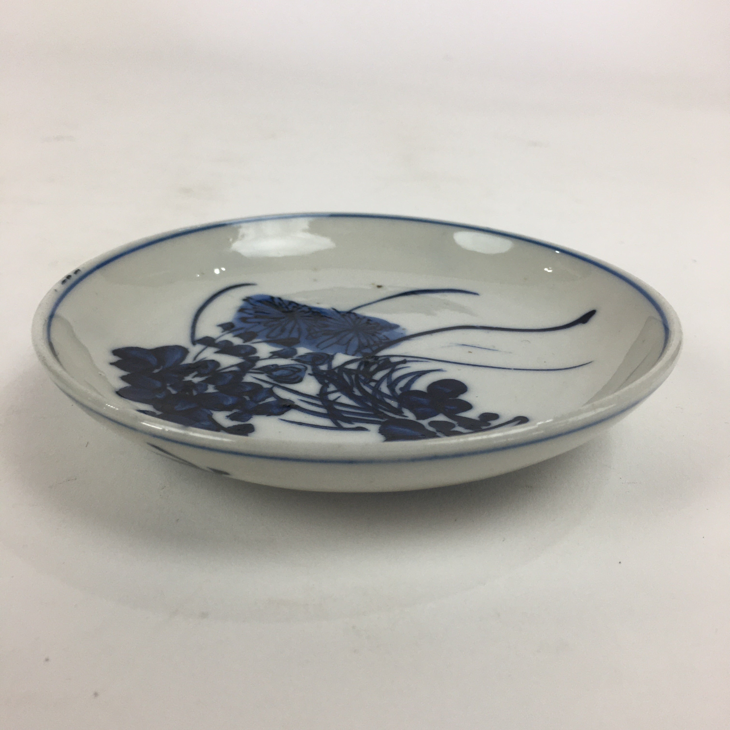 Japanese Porcelain Small Plate Kozara Vtg Blue Flower Dandelion Kozara PP824