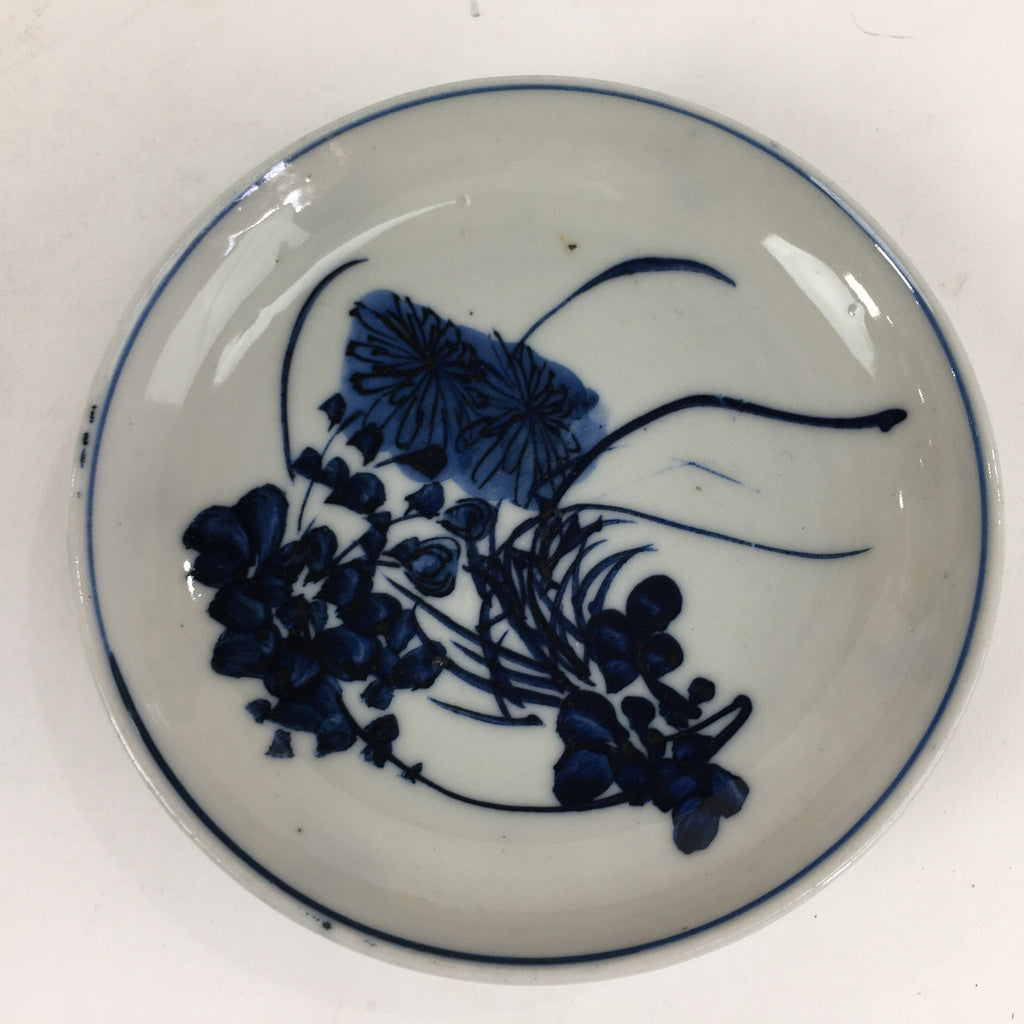 Japanese Porcelain Small Plate Kozara Vtg Blue Flower Dandelion Kozara PP824
