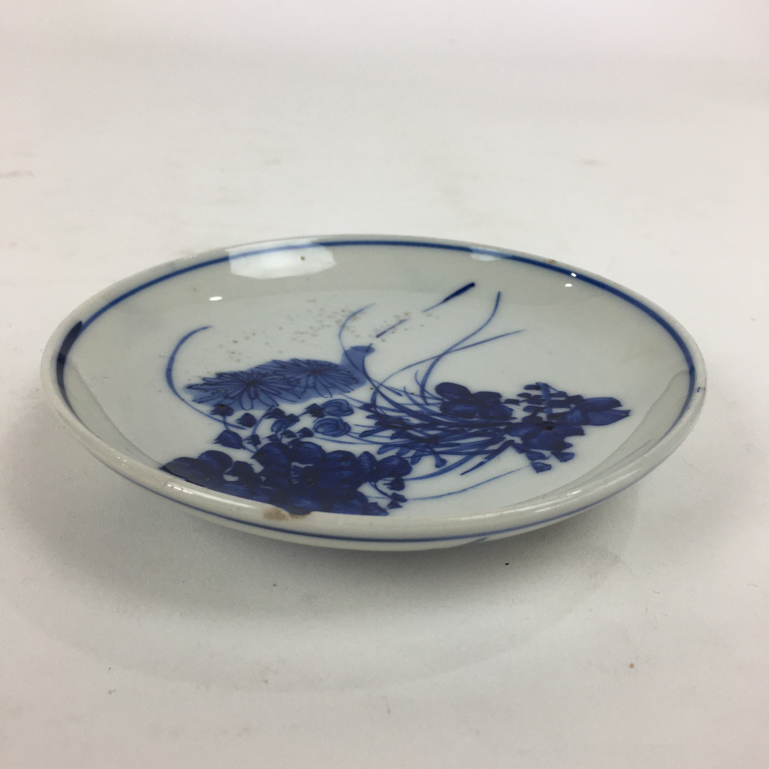 Japanese Porcelain Small Plate Kozara Vtg Blue Flower Dandelion Kozara PP825