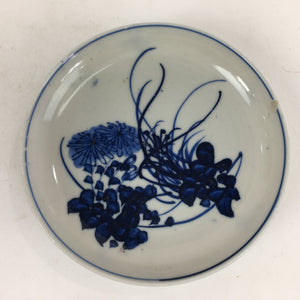 Japanese Porcelain Small Plate Kozara Vtg Blue Flower Dandelion Kozara PP826