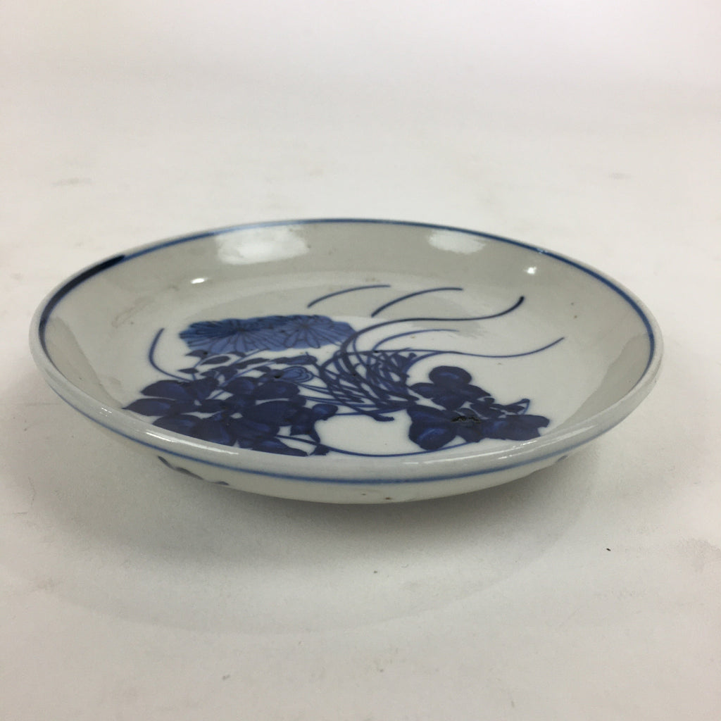 Japanese Porcelain Small Plate Kozara Vtg Blue Flower Dandelion Kozara PP827