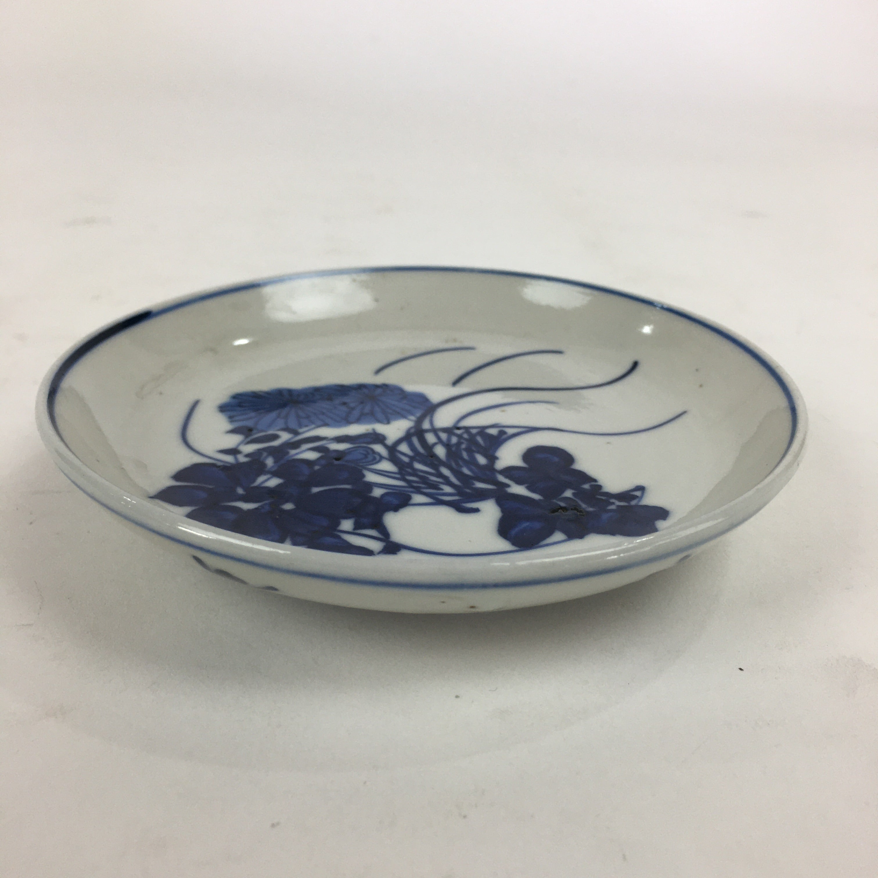 Japanese Porcelain Small Plate Kozara Vtg Blue Flower Dandelion Kozara PP827