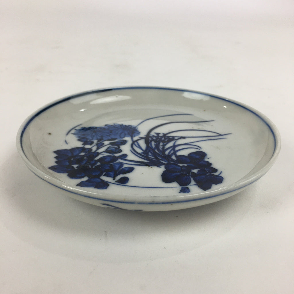Japanese Porcelain Small Plate Kozara Vtg Blue Flower Dandelion Kozara PP828