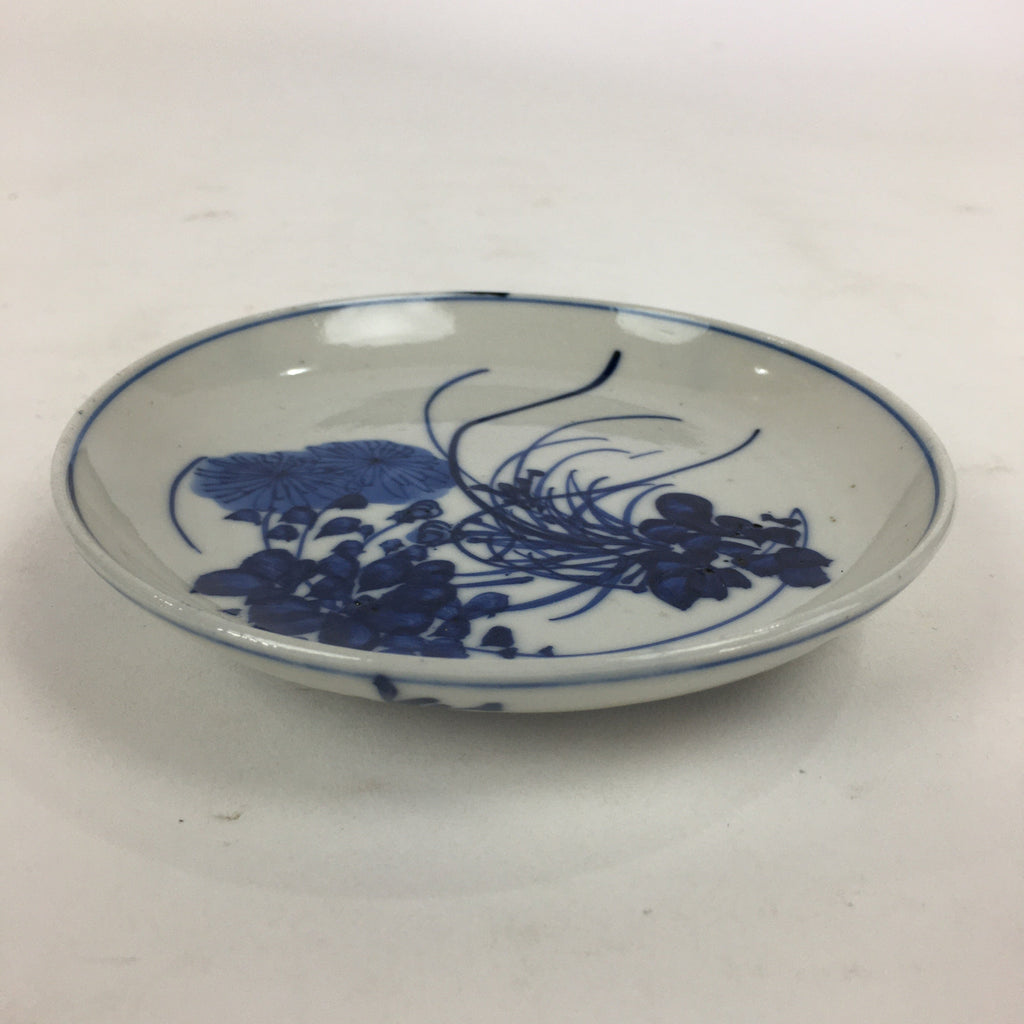 Japanese Porcelain Small Plate Kozara Vtg Blue Flower Dandelion Kozara PP829