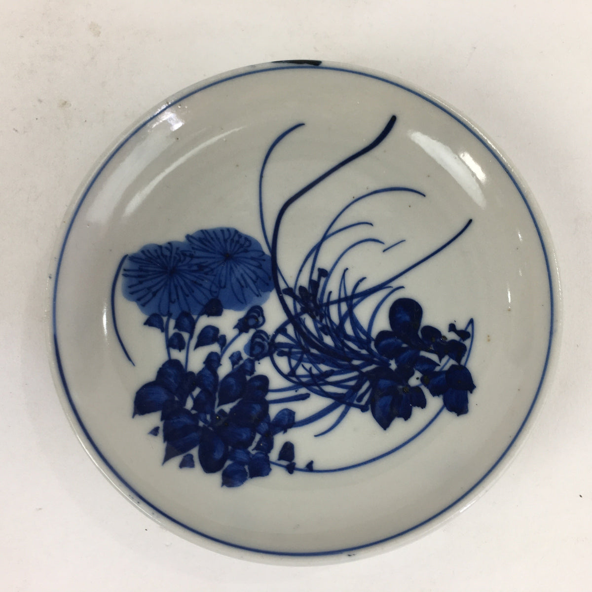 Japanese Porcelain Small Plate Kozara Vtg Blue Flower Dandelion Kozara PP829